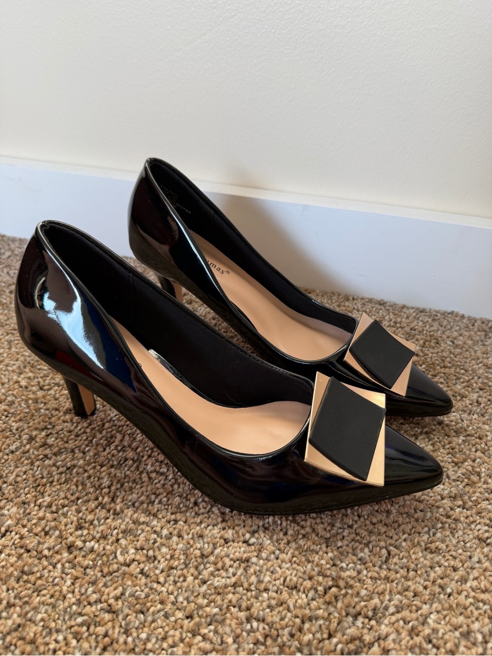 PIERRE DUMAS Black High Heel Shoe with Gold Accent